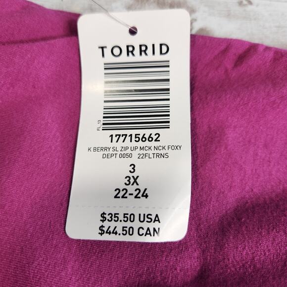 Torrid Foxy Mock Neck Zip Up Tank Berry Size 3X NWT - Picture 7 of 7